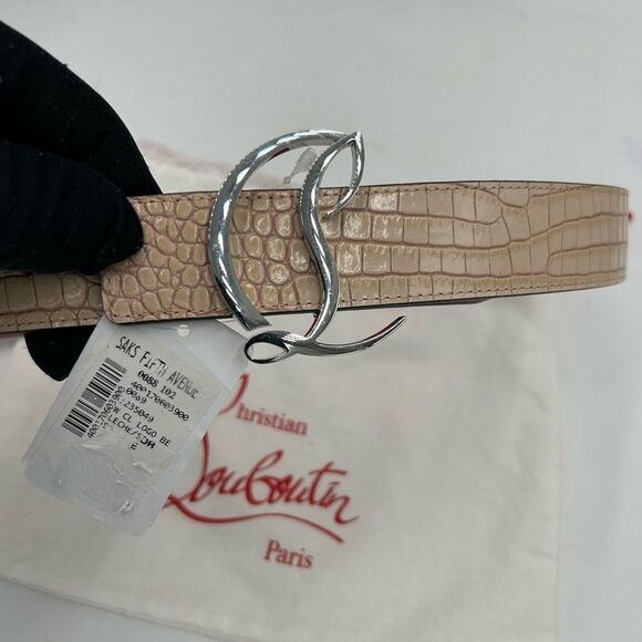 Women’s Christian Louboutin croc embossed leather belt size 80 cm/32 inches - Picture 3 of 9